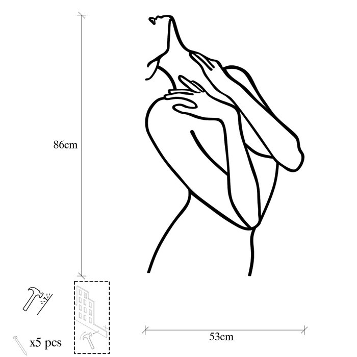 Wallity Woman Lines Escultura de Pared de Metal Negra Wallity Woman Lines Escultura de Pared de Metal Negra